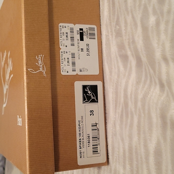 Christian Louboutin Nosy Spikes 100 KID/PVC VERS BLACK/GOLD/ROSE size 38 - Picture 7 of 7